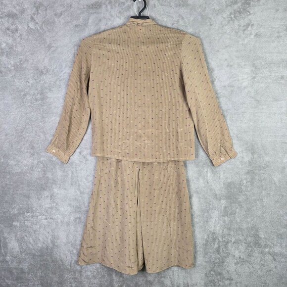 Womens Vintage Chinoise By Lolita Vital Silk Blouse & Skirt Set Taupe Subtle 12 - Picture 5 of 13